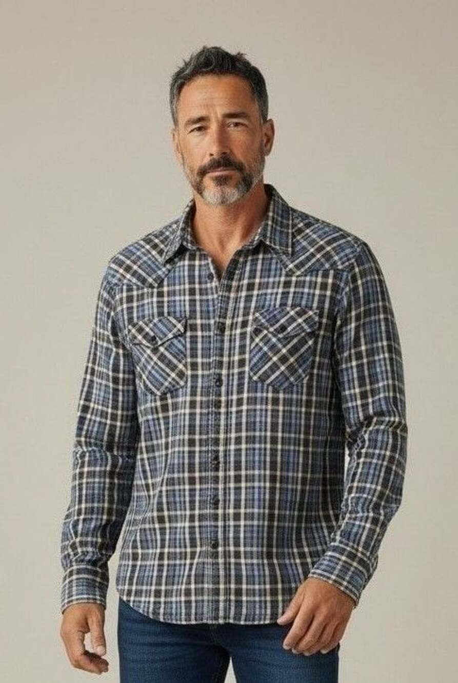 Gap 1969 Plaid Western Shirt Size M Blue Slim Fit